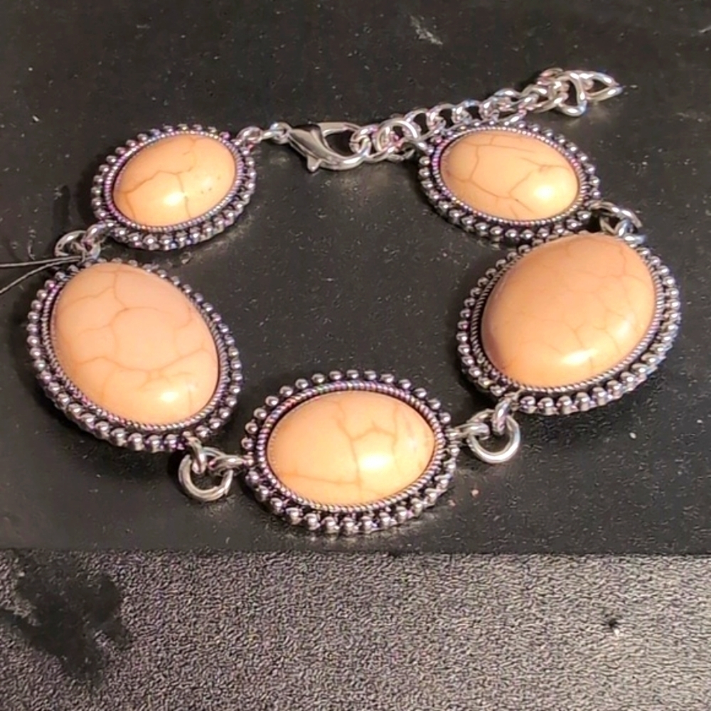 Paparazzi River View Brown Stone Bracelet - NWT - Rustic Silver Link